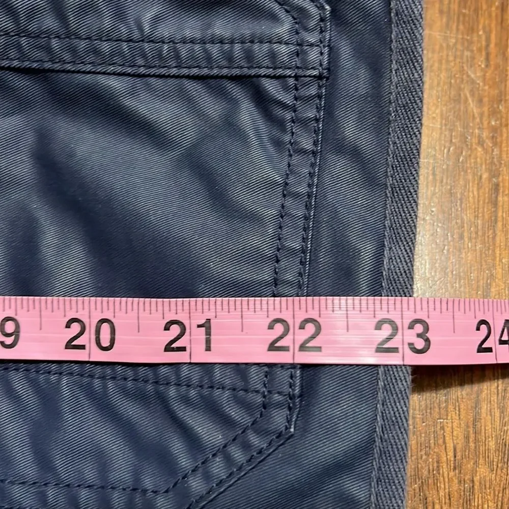 J Crew Navy Blue Gold Snap Waxed Utility Rain Jacket Sz XXS EUC